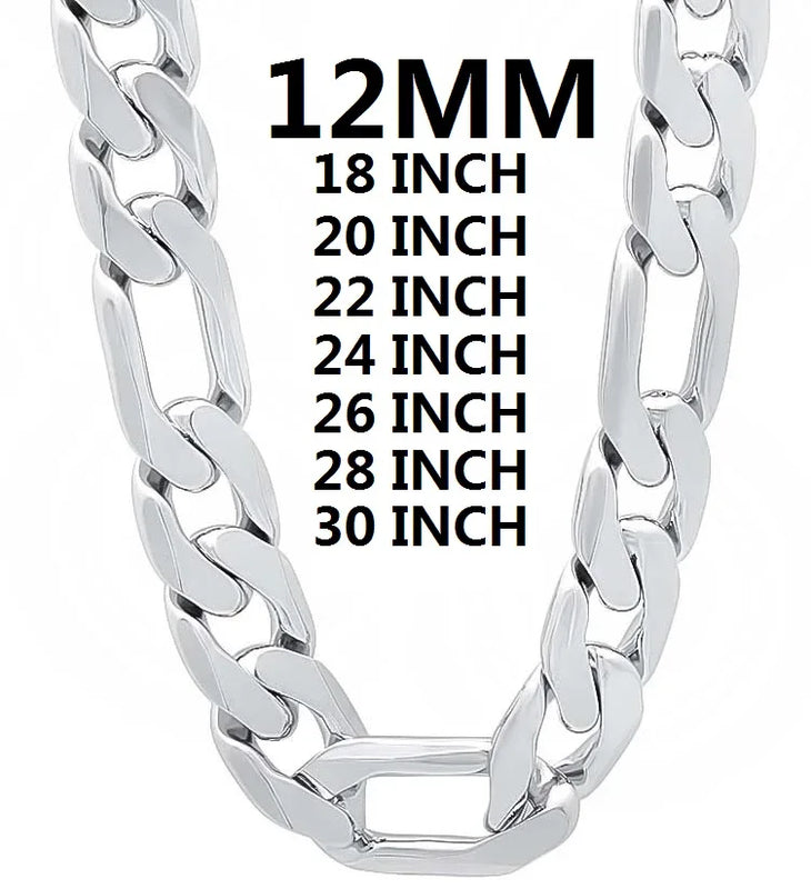 Solid 925 Stamped Silver Necklace for Men 12MM Cuban Chain 18-30 Inch