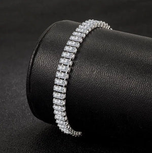 925 Silver 17.5CM Moissanite Diamond Tennis Bracelet Women Wedding Jewelry