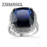 925 Silver Big Zircon Crystal Finger Ring for Women Wedding Jewelry S925 Gift
