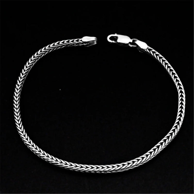 925 Sterling Silver Bracelet Foxtail Chain Thin 2MM Width Mens Women Jewelry
