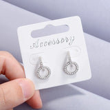 925 Silver CZ Stud Earrings Classic Double Circle CZ Ear Piercing