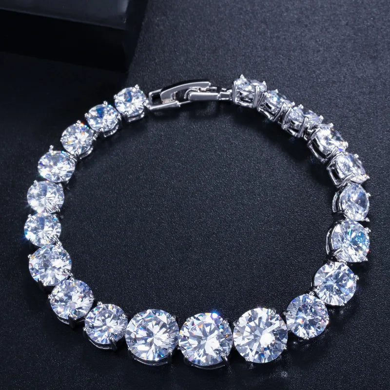 925 Sterling Silver CZ Tennis Bracelet for Women Wedding Jewelry