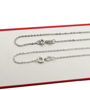 925 Silver Cable Oval Chain Necklace Women 40-60cm Rhodium 1 Piece