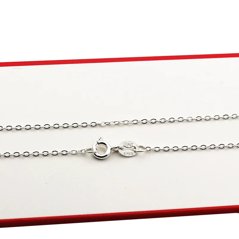 925 Silver Cable Oval Chain Necklace Women 40-60cm Rhodium 1 Piece