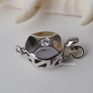925 Silver Clasp Box Buckle Necklace Hook CZ Rhodium Plated DIY Jewelry Findings