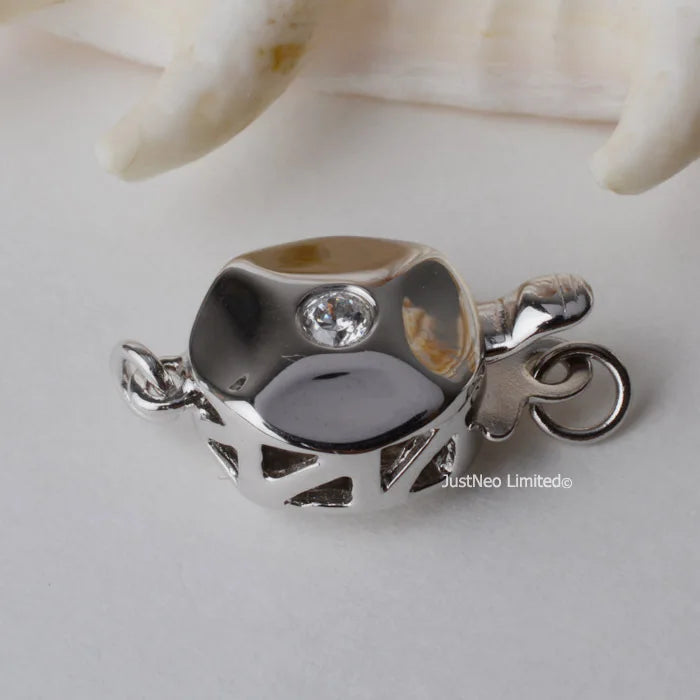 925 Silver Clasp Box Buckle Necklace Hook CZ Rhodium Plated DIY Jewelry Findings