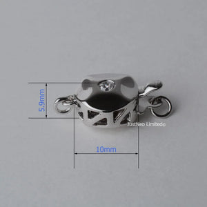 925 Silver Clasp Box Buckle Necklace Hook CZ Rhodium Plated DIY Jewelry Findings