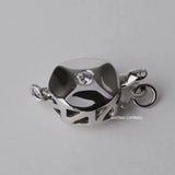 925 Silver Clasp Box Buckle Necklace Hook CZ Rhodium Plated DIY Jewelry Findings