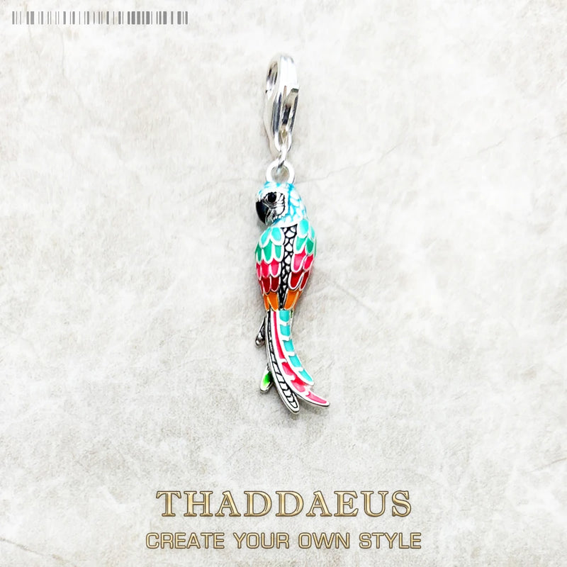 925 Silver Colorful Parrot Pendant Summer Jewelry Gift