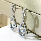 925 Silver Moissanite Aqumarine Pearl Drop Earrings