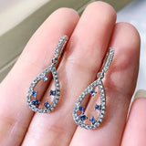 925 Silver Moissanite Aqumarine Pearl Drop Earrings