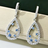 925 Silver Moissanite Aqumarine Pearl Drop Earrings