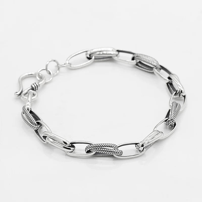 925 Silver David Bracelet Wire Vintage Punk Link Chain Jewelry