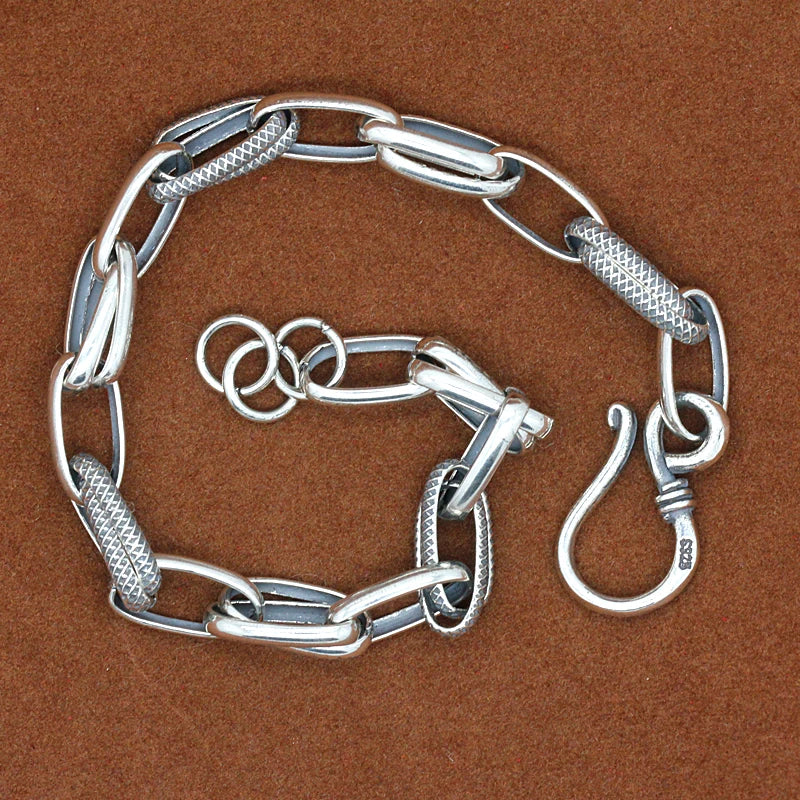 925 Silver David Bracelet Wire Vintage Punk Link Chain Jewelry