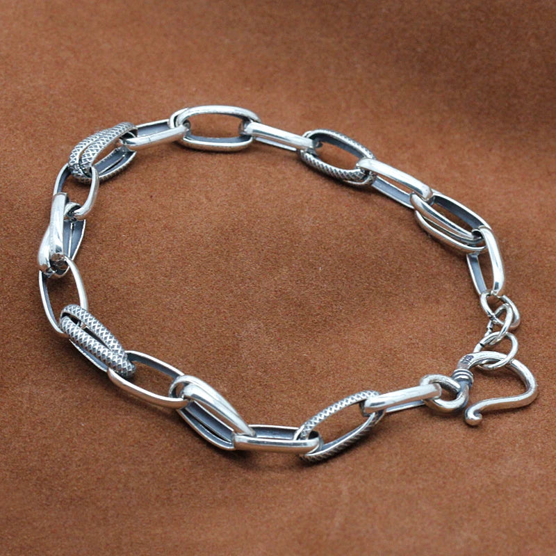925 Silver David Bracelet Wire Vintage Punk Link Chain Jewelry