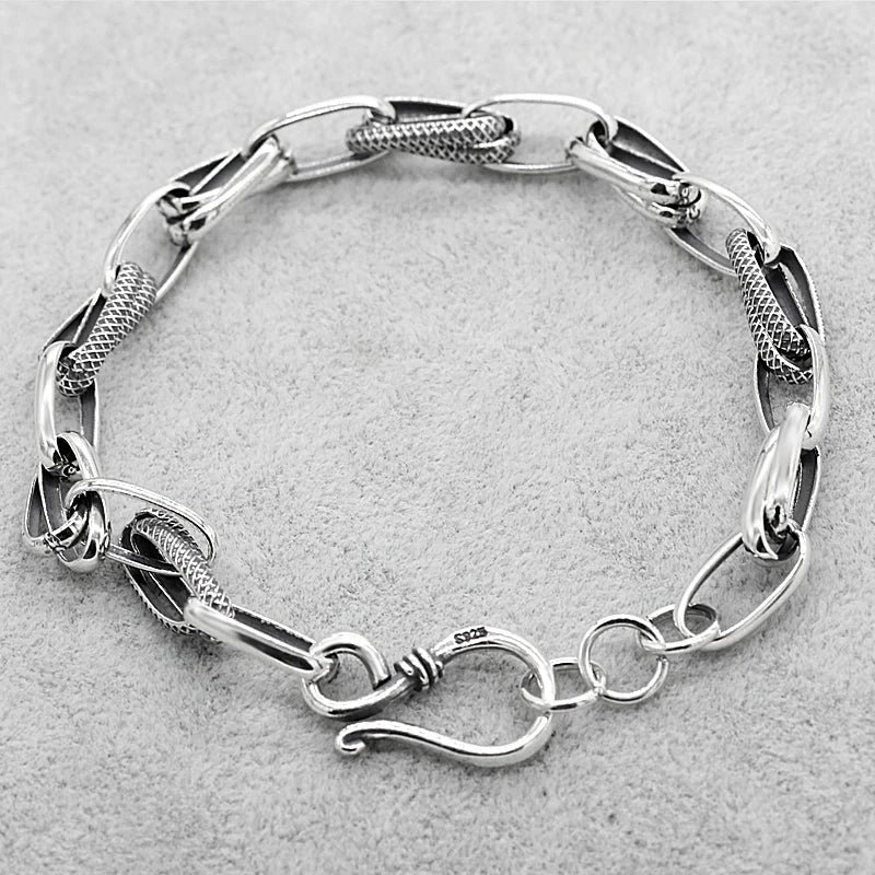 925 Silver David Bracelet Wire Vintage Punk Link Chain Jewelry