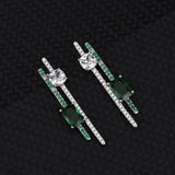 925 Silver Diamond Earrings Bamboo Green CZ Wedding Women Bridal Jewelry
