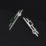 925 Silver Diamond Earrings Bamboo Green CZ Wedding Women Bridal Jewelry