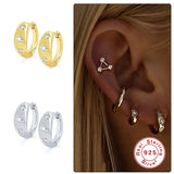 Sterling Silver Eight Point Star Cuff Hoop Earring with CZ Zirconia Diamond