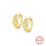 Sterling Silver Eight Point Star Cuff Hoop Earring with CZ Zirconia Diamond