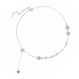 925 Silver Star Choker Chain Necklace for Women