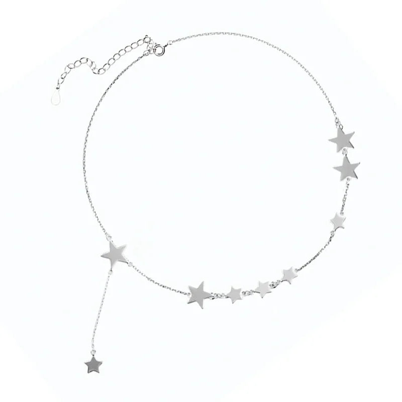 925 Silver Star Choker Chain Necklace for Women