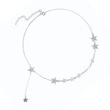 925 Silver Star Choker Chain Necklace for Women