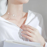 925 Silver Star Choker Chain Necklace for Women