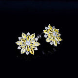 925 Silver Flower Stud Earrings w/ Amethyst Gemstone - Christmas Gift