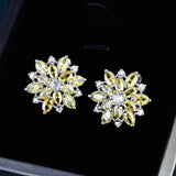 925 Silver Flower Stud Earrings w/ Amethyst Gemstone - Christmas Gift