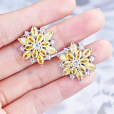 925 Silver Flower Stud Earrings w/ Amethyst Gemstone - Christmas Gift