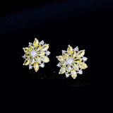925 Silver Flower Stud Earrings w/ Amethyst Gemstone - Christmas Gift