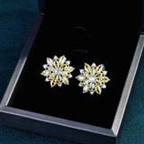 925 Silver Flower Stud Earrings w/ Amethyst Gemstone - Christmas Gift