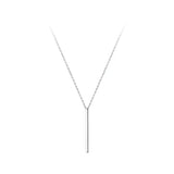 925 Sterling Silver Long Bar Pendant Necklace for Women