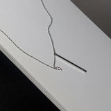 925 Sterling Silver Long Bar Pendant Necklace for Women
