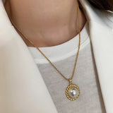 925 Silver Rope Chain Necklace with Shell Pearl Pendant