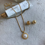 925 Silver Rope Chain Necklace with Shell Pearl Pendant