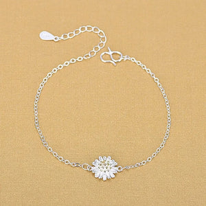 925 Sterling Silver Daisy Flower Anklet for Women Girls Barefoot Leg Jewelry