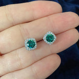 925 Silver Green Moissanite Diamond Stud Earrings for Women