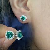 925 Silver Green Moissanite Diamond Stud Earrings for Women