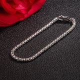 925 Silver Men's Box Chain Bracelet 6.3-9'' - Fashion Party Jewelry