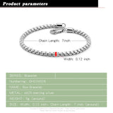 925 Silver Men's Box Chain Bracelet 6.3-9'' - Fashion Party Jewelry