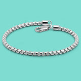 925 Silver Men's Box Chain Bracelet 6.3-9'' - Fashion Party Jewelry