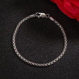 925 Silver Men's Box Chain Bracelet 6.3-9'' - Fashion Party Jewelry