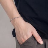 925 Silver Men's Box Chain Bracelet 6.3-9'' - Fashion Party Jewelry