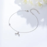 925 Silver Mermaid Tail Anklet Zircon Beach Jewelry