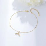 925 Silver Mermaid Tail Anklet Zircon Beach Jewelry