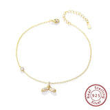 925 Silver Mermaid Tail Anklet Zircon Beach Jewelry