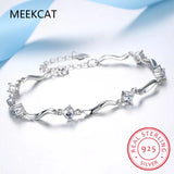 925 Silver Moissanite 4-Claw Tennis Bracelet Lab Diamond Twist