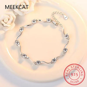 925 Silver Moissanite 4-Claw Tennis Bracelet Lab Diamond Twist